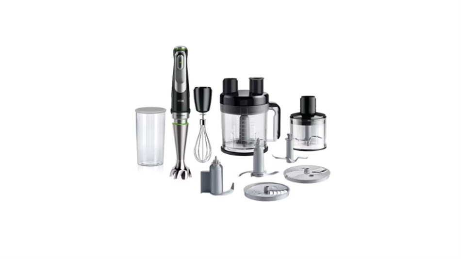 BRAUN - בלנדר מוט + אביזרים דגם MQ9195XLI צבע שחור/כסוף - כולל משלוח