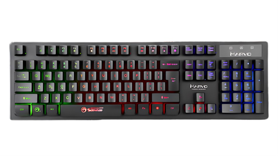 MARVO - מקלדת גיימינג מקצועית תאורת RGB צבעונית דגם MARVO-K616 - כולל משלוח