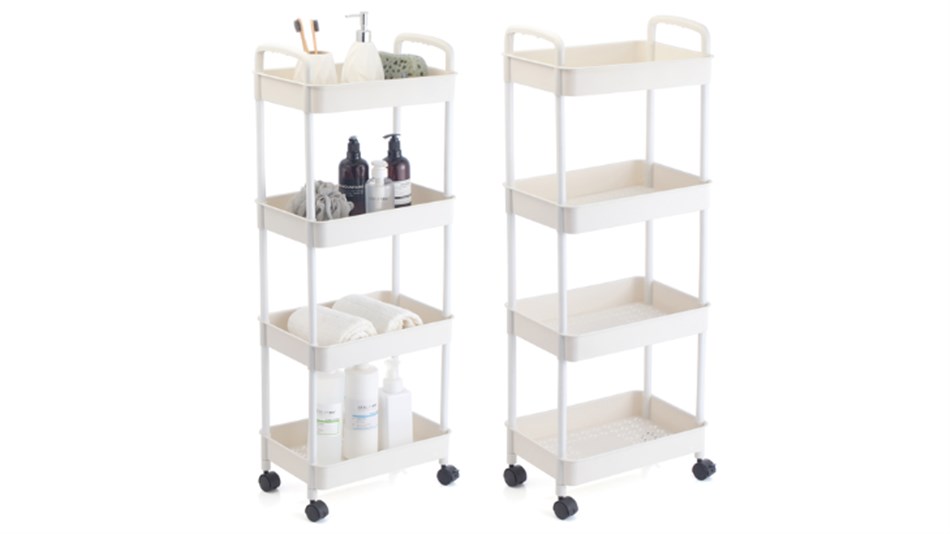 S-FREE - עגלת שירות ניידת 4 קומות עם גלגלים דגם WR5811 צבע שמנת - כולל משלוח