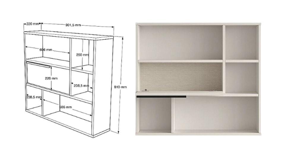 Twins Design - יחידת מדפים דגם Mevaseret צבע לבן משולב שחור - כולל משלוח