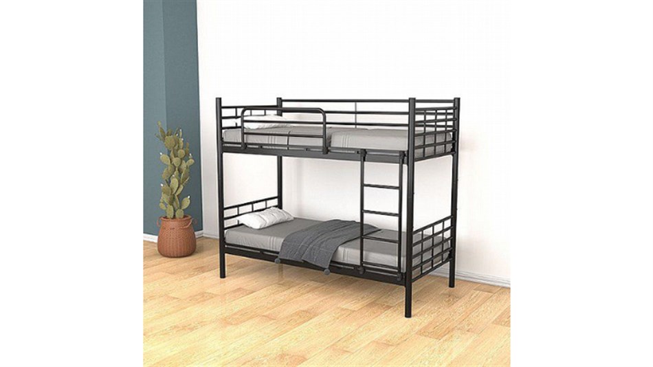 Twins Design - מיטת קומותיים ממתכת מידה 80/190 דגם כרמן צבע שחור - כולל משלוח